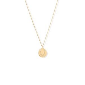 Authentic 14k Gold Plated 925 Silver CZ Zodiac Pisces Coin Constellation 16+2" Necklace