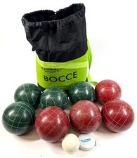 Classic Sport 9 Ball Outdoor Indoor Green Red Portable Bocce Set w/ Carry Bag