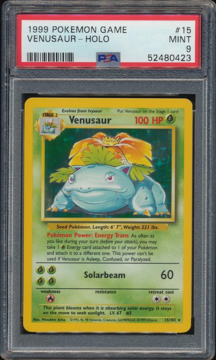1999 Pokemon Base Set Venusaur #15 Holo PSA 9 MINT DEAD CENTERED