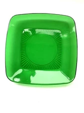 3 VTG 1950 green charm dinner plate anchor hocking 8” Square
