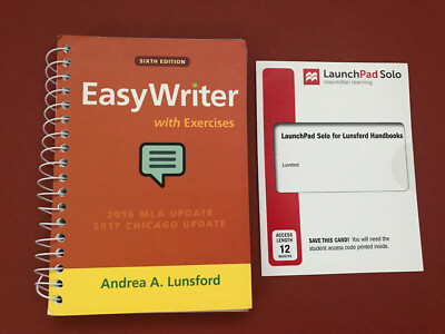 EasyWriter with Exercises by Andrea A. Lunsford (2017, Spiral) & Launch Pad Solo