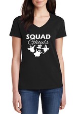 Image of Ladies V-neck Squad Ghouls T Shirt Tee Funny Squad Goals Halloween Party Funny