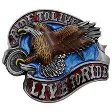 Live To Ride Eagle Multicolored Metal Belt Buckle