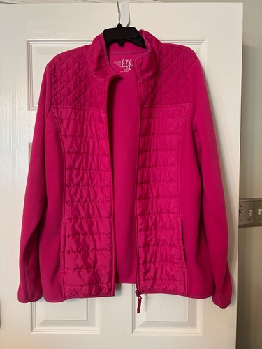 Women's Made for Life XXLT Pink Fleece and Quilted Zippered Jacket with Pockets - Picture 2 of 5