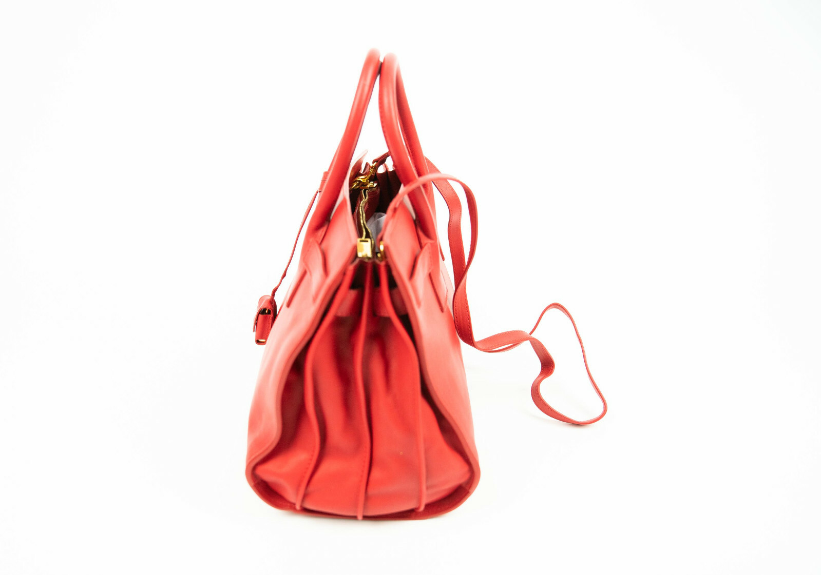 Borsa a mano SAINT LAURENT PARIS YSL Sac De Jour Mini piccola in pelle rossa