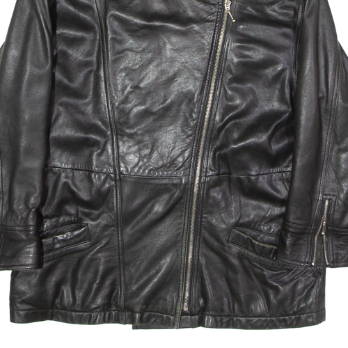 Vintage STUDIO ROMA Womens Biker Jacket Black Leather 80s UK 6 - Picture 5 of 6