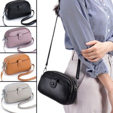 Women Cell Phone Large Leather Wallet Three Zip Handbag Crossbody Shoulder Bag