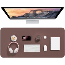 Desk Pad 35.5" x 17" PU Leather Desk Mat XXL Extended Mouse Pad Waterproof De...