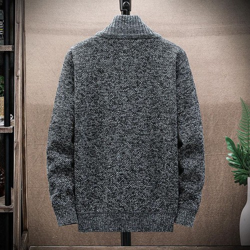 Abrigo cárdigan de punto completo con cremallera para hombre invierno cálido suéter chaqueta cuello de tortuga - Imagen 10 de 14
