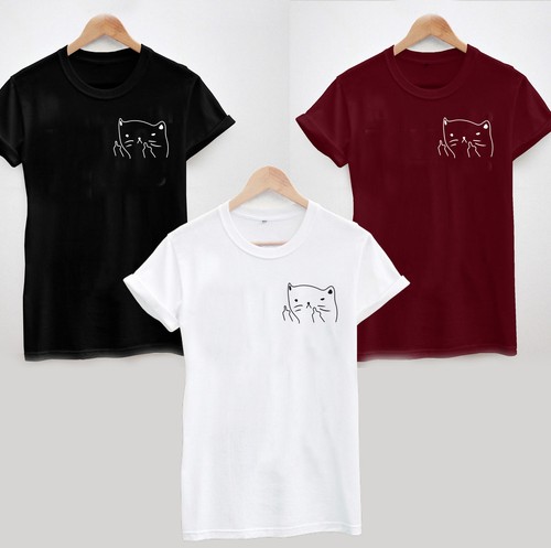 RUDE CAT Flipping Bird T Shirt - Pocket 