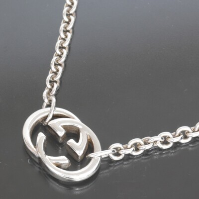 GUCCI Interlocking Double Logo G Necklace, 925 Silver, 44cm - Main Image