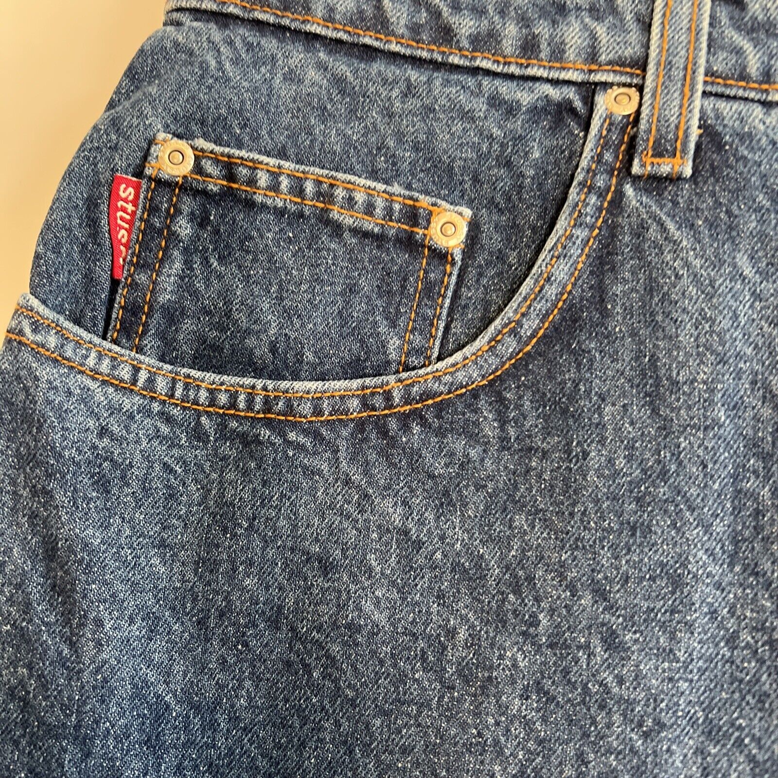 Vintage Stussy Made In USA Denim Jean Shorts 36 Deadstock 90s Big Ol ...