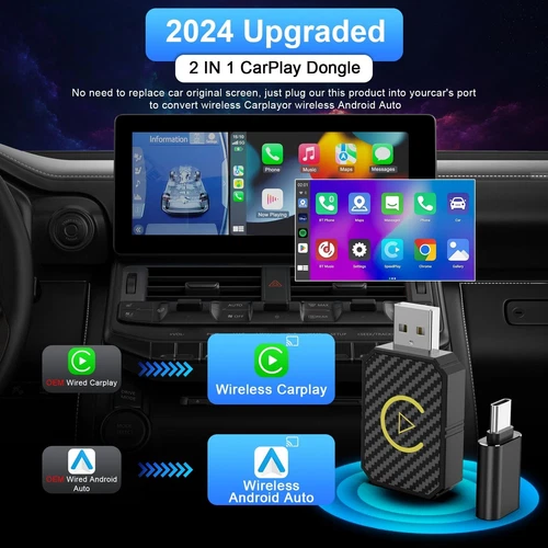 2-in-1 Wireless Carplay Android Auto Wireless Adapter & Carplay Wireless Adapter - Picture 2 of 6