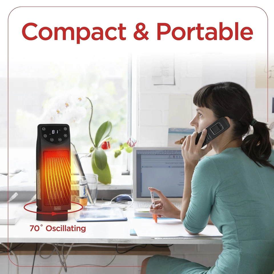 Black Decker Space Heater with Remote Oscillating Heater for Indoor Use - Image 4 of 4