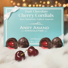 Andy Anand Dark Chocolate Whole Cherry Cordials 24 pcs 12oz, Ship 2nd Day Air