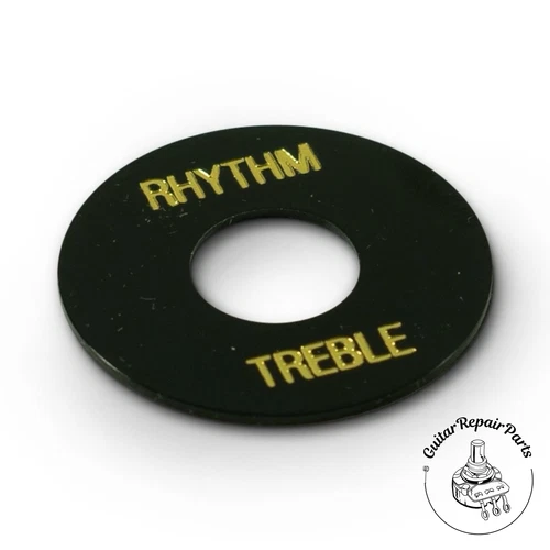 Plastic Rhythm / Treble Ring Washer For Gibson Toggle Switches - Black / Gold