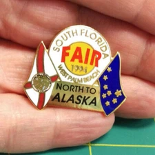 1994 South Florida Fair Pin West Palm Beach North To Alaska FL & AK Flags