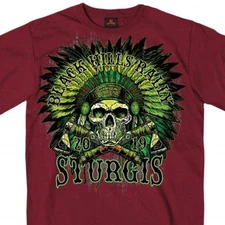 2019 Sturgis Shirt Skeleton Indian Black Hills Rally Motorcycle Maroon T #1773
