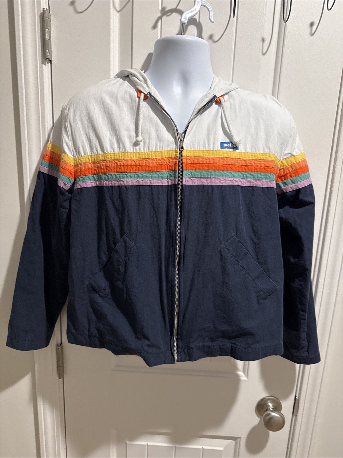 Mother Denim The Off-The-Lip Colorblock Cotton Jacket Size Medium