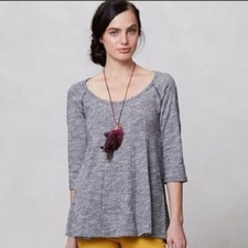 Anthro | Deletta Blue Pathed Seams Swing Blouse 3/4 Length Sleeves Size S