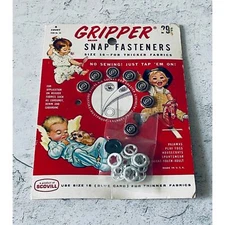 Vintage 1960's Set of 2 Gripper Snap Fasteners, No Sew, Size 15 & 16