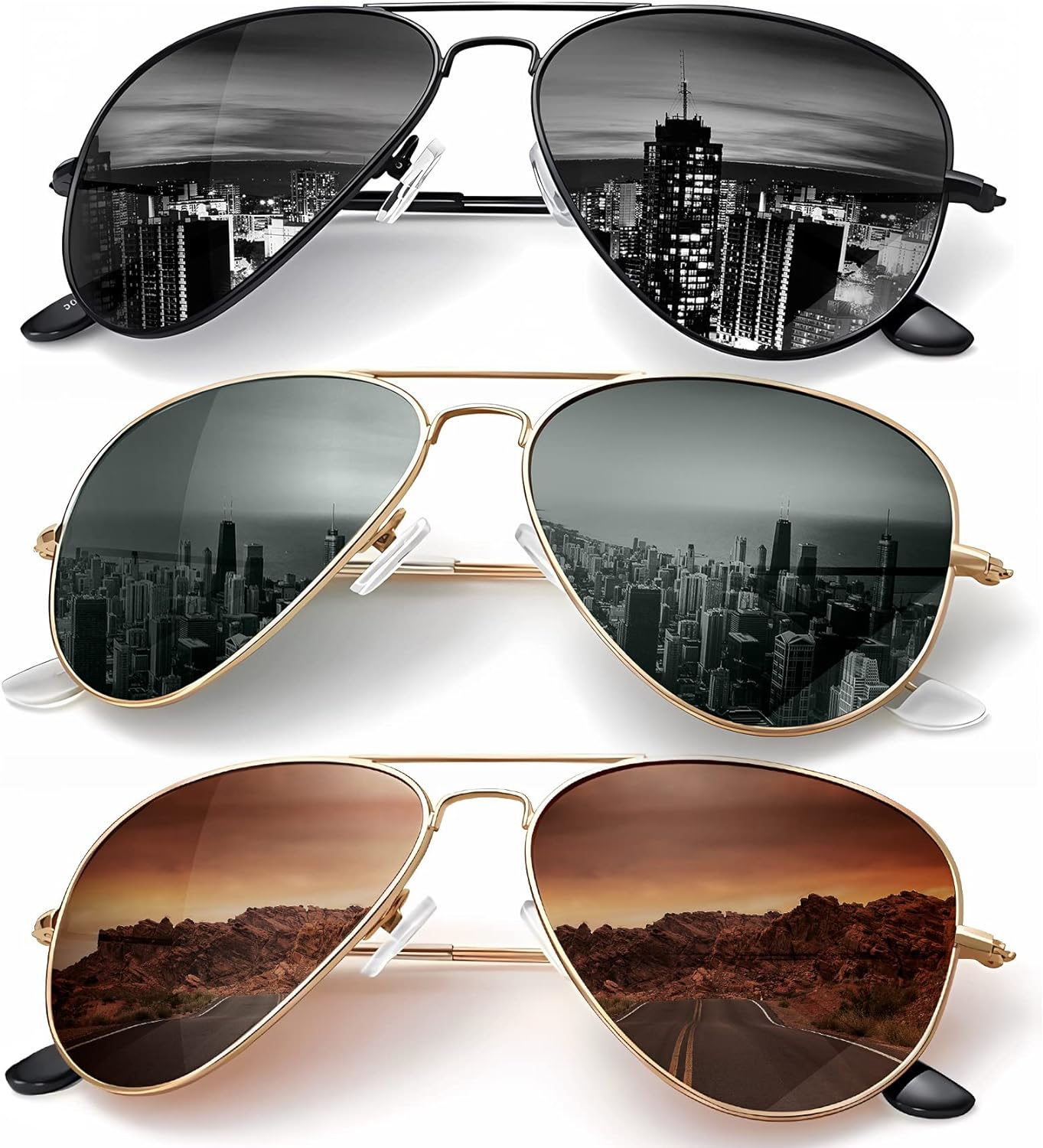 Classic Aviator Sunglasses for Men Women Driving Sun Glasses Polarized Lens UV B-image