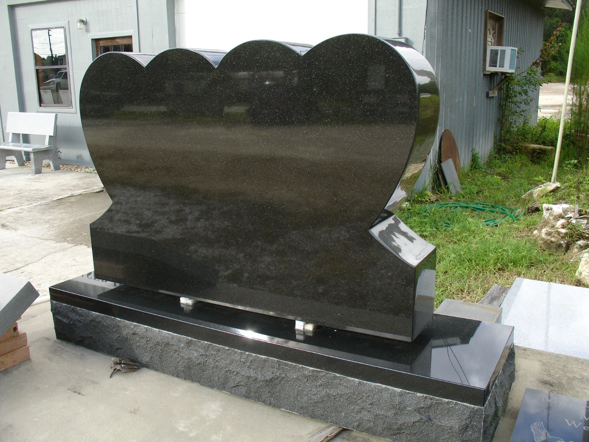 Cemetery Headstone Double Heart with Base Black Granite eBay