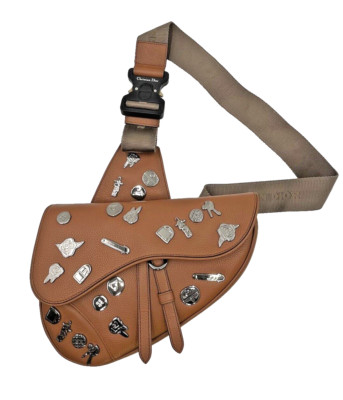 DIOR Saddle Bag in Brown with Dior Iconic pins