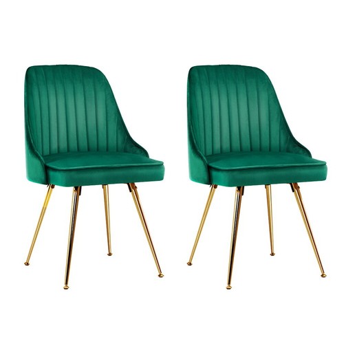 Artiss Set of 2 Dining Chairs Retro Chair Cafe Kitchen Modern Iron Legs Velvet - Picture 17 of 40
