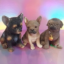 HUNDE Figuren CHIHUAHUA MOPS BULLDOGGE - 3 er SET NEU Deko Figur HUND ca. 8 cm