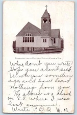 1908 Congregational Church Building Cross Tower Spring Valley Wisconsin Postcard