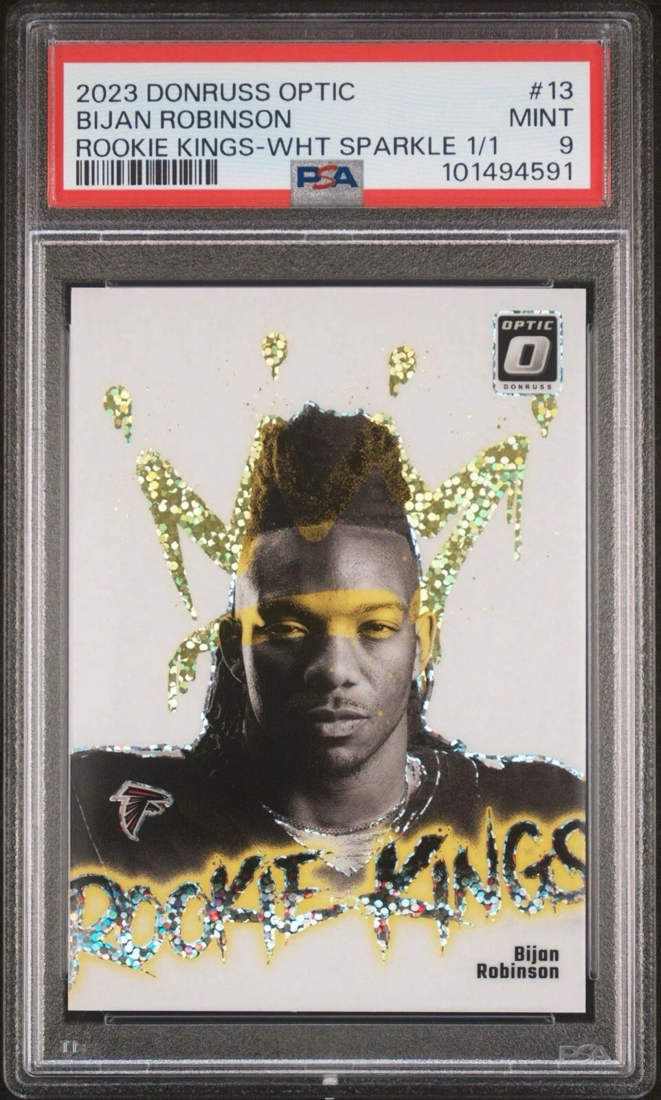 Bijan Robinson Panini Donruss Optic Rookie Kings #13 White Sparkle 1/1