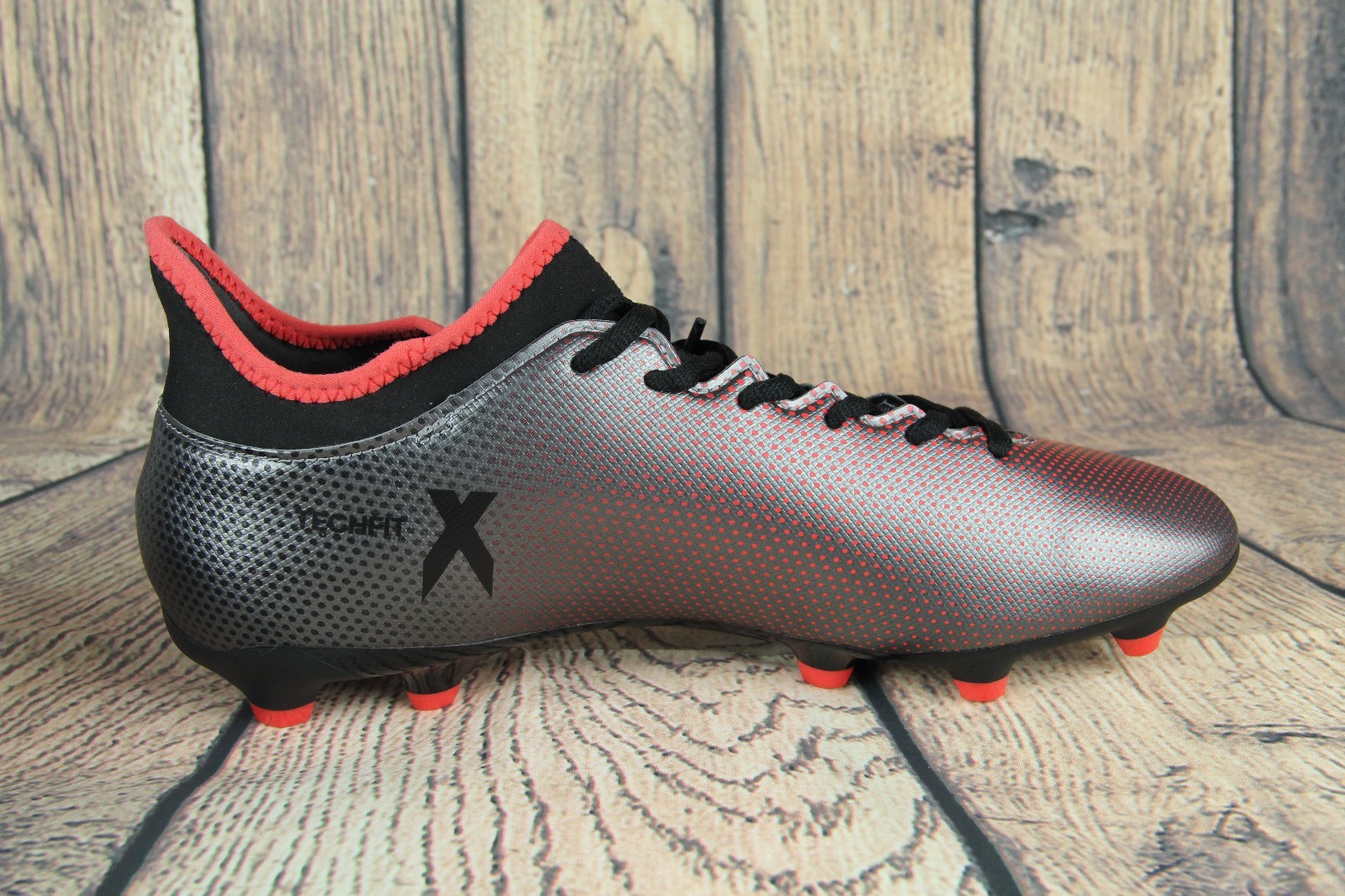 adidas X 17.3 FG Techfit Men's Soccer Cleats Football Shoes Grey/Black