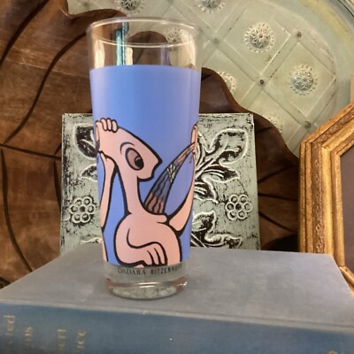 Dadara Ritzenhoff  Glass 1998 Rare Blue Pink 6  Drinking Glass Mike