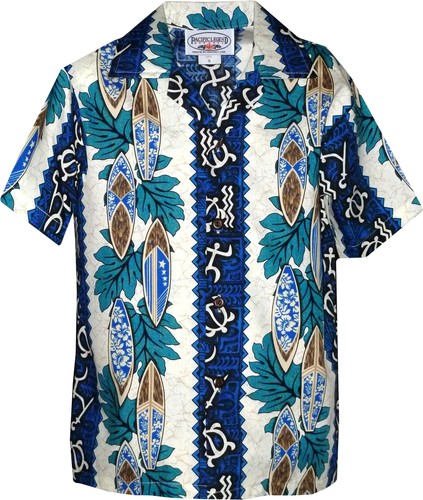 Surfboard Petroglyph Panel Boy's Hawaiian Shirt - Picture 2 of 3
