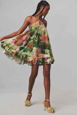 $374 Anthropologie Hope for Flowers by Tracy Reese Halter Frilled Mini Dress M