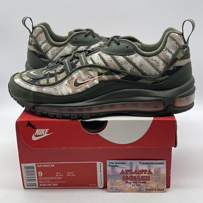 Size Nike Air Max 98 SE Floral Camo Green Black Brown Suede