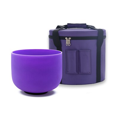 8 Inch Purple B Note Crystal Singing Bowl Crown Chakra with Carrying ...