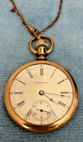 Antique WALTHAM Pocket Watch with chain 15 Jewels