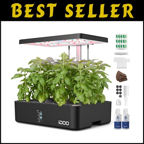 12-Pod Hydroponics Growing System for Indoor Herbs - Gift Idea for Garden Lovers