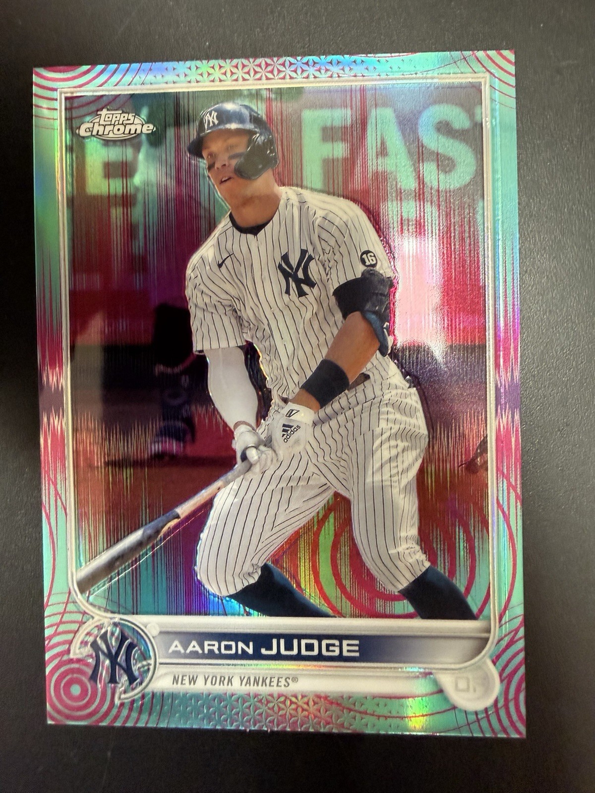 2022 Topps Chrome Aaron Judge Sonic Aqua Pink Refractor Insert /199