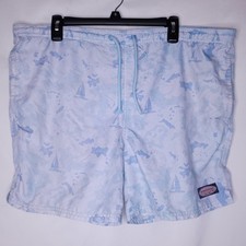 Vineyard Vines Swim Trunks Mens Large Light Blue Island Print