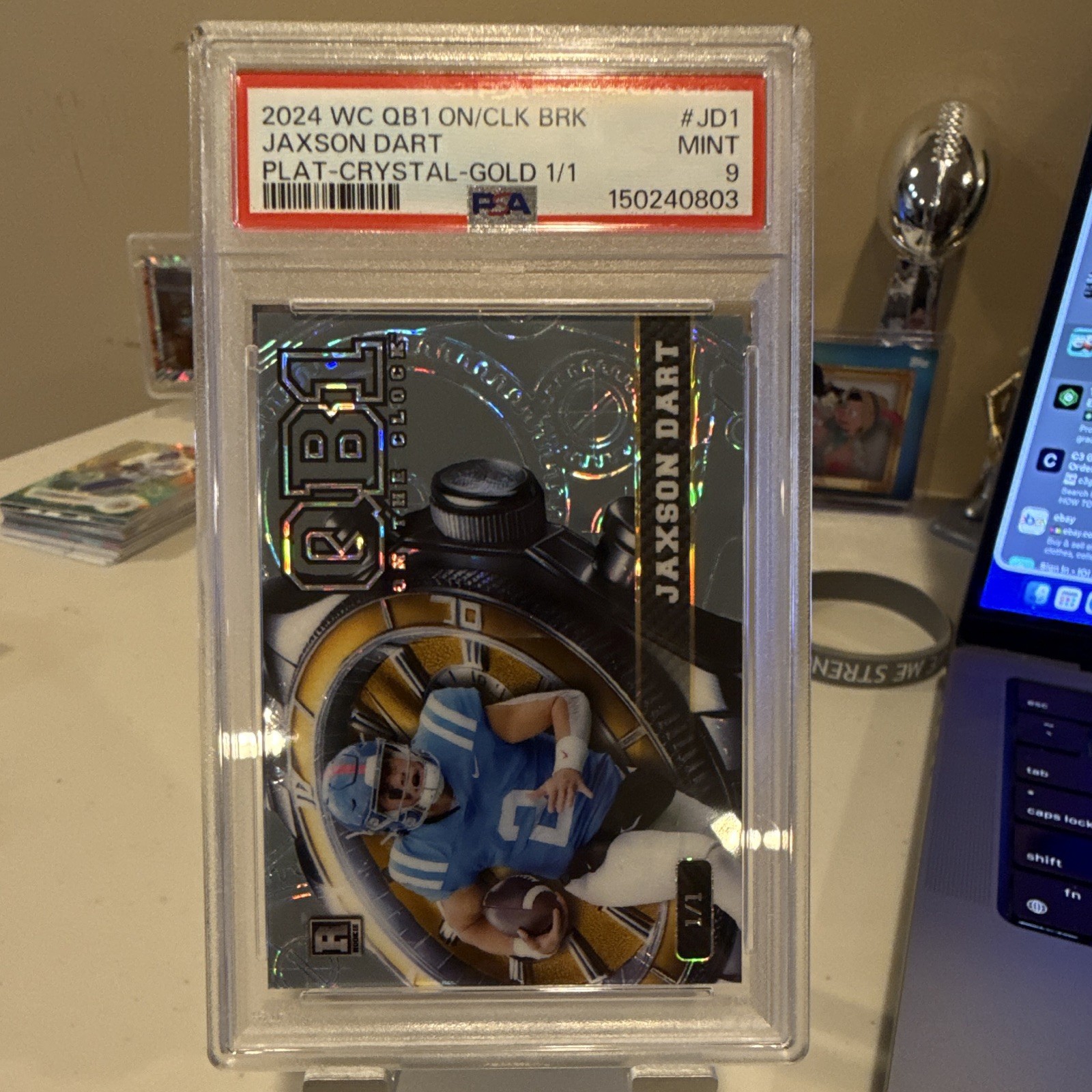 Wild Card 2024 QB1 On the Clock Jaxson Dart Plat-Crystal-Gold #JD1 PSA 9 1/1 
