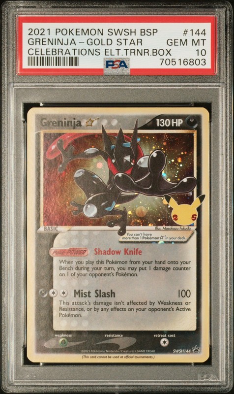 GRENINJA GOLD STAR 144 CELEBRATIONS PSA 10 PROMO SWSH144 144 5% Gem Rate