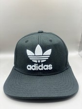 Adidas Snapback Hat Cap Black White Trefoil Spell Out Logo One Size