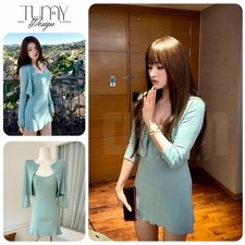2-Pieces Dress and Cardigan Set, Knit, Blue, Size S