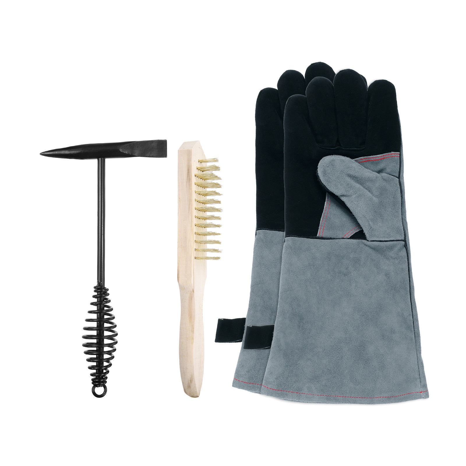 3pcs Slag Remove Tool Kit Welding Hammer with Wire Brushes & Gloves