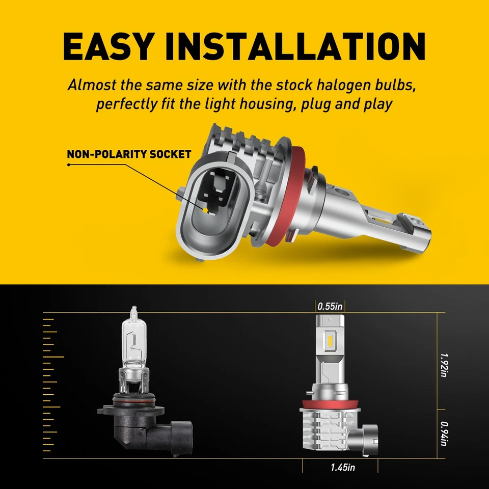 LED Fog Light Bulb H11 High Power 40W Lamps Yellow Foglight Bulbs H8 Kit 2/4/10x - Image 4 of 4