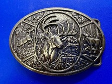 Whitetail Deer Buck Doe Wildlife Nature Hunting Hunters Silver Color Belt Buckle