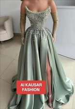 Off-Shoulder Scoop-Neck Beaded Pleated Evening Gowns Sleeveless Satin A-Line